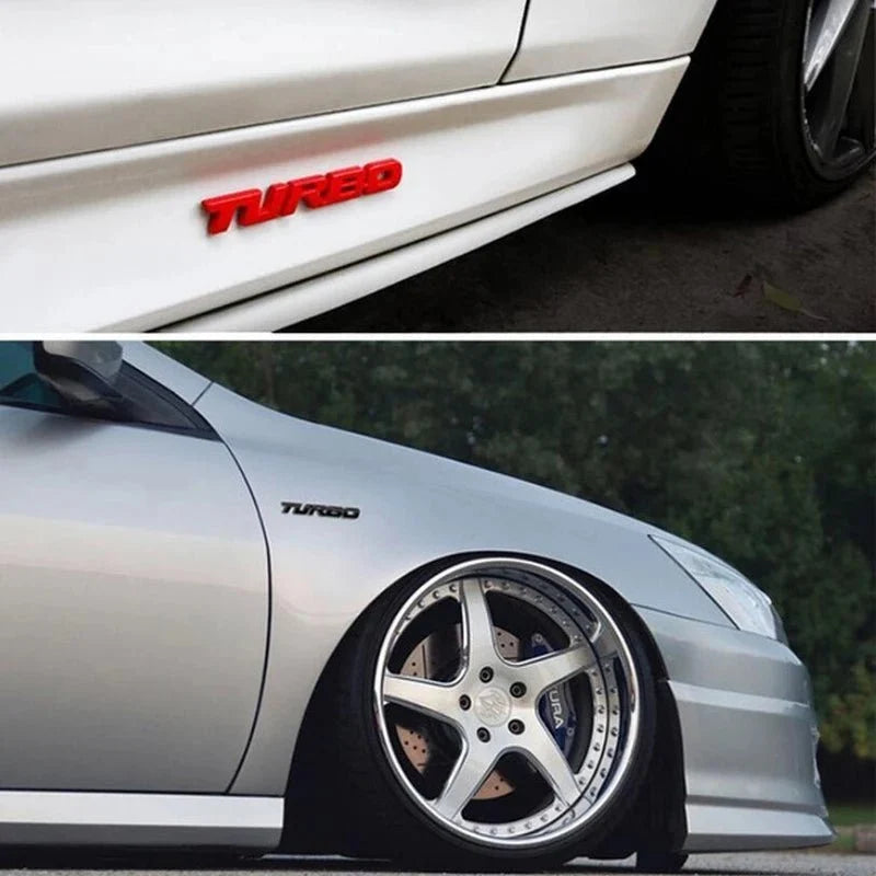 Turbocharged Metal Alloy 3D Car Sticker Badge | Sporty Decorative Car Emblem