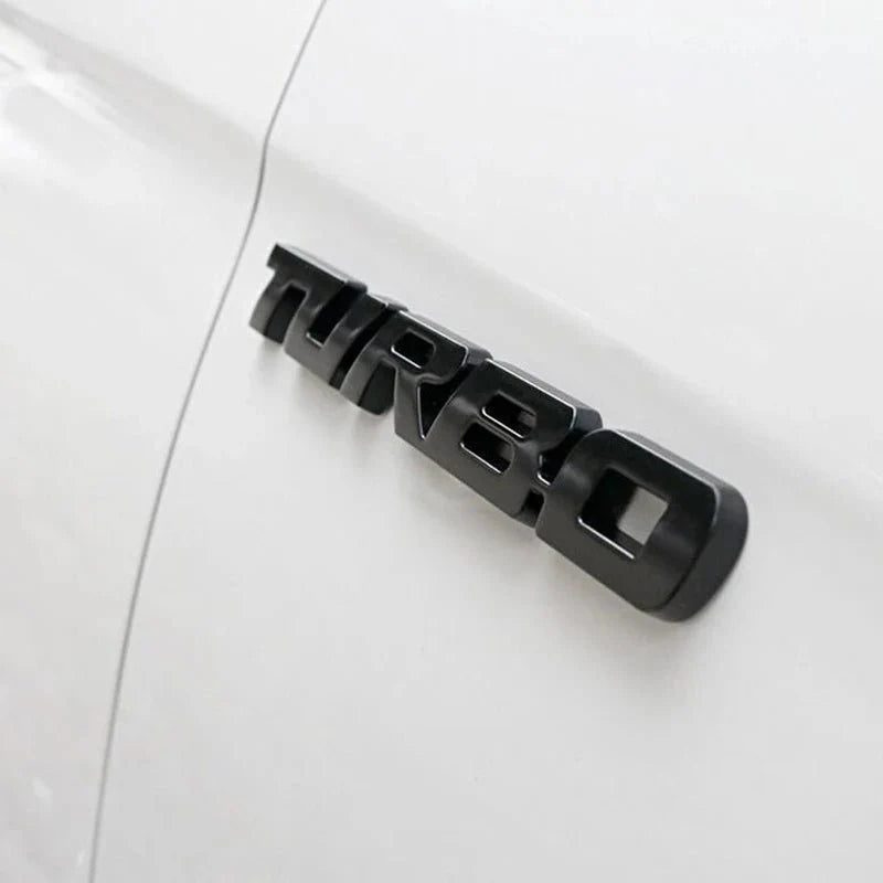 Turbocharged Metal Alloy 3D Car Sticker Badge | Sporty Decorative Car Emblem