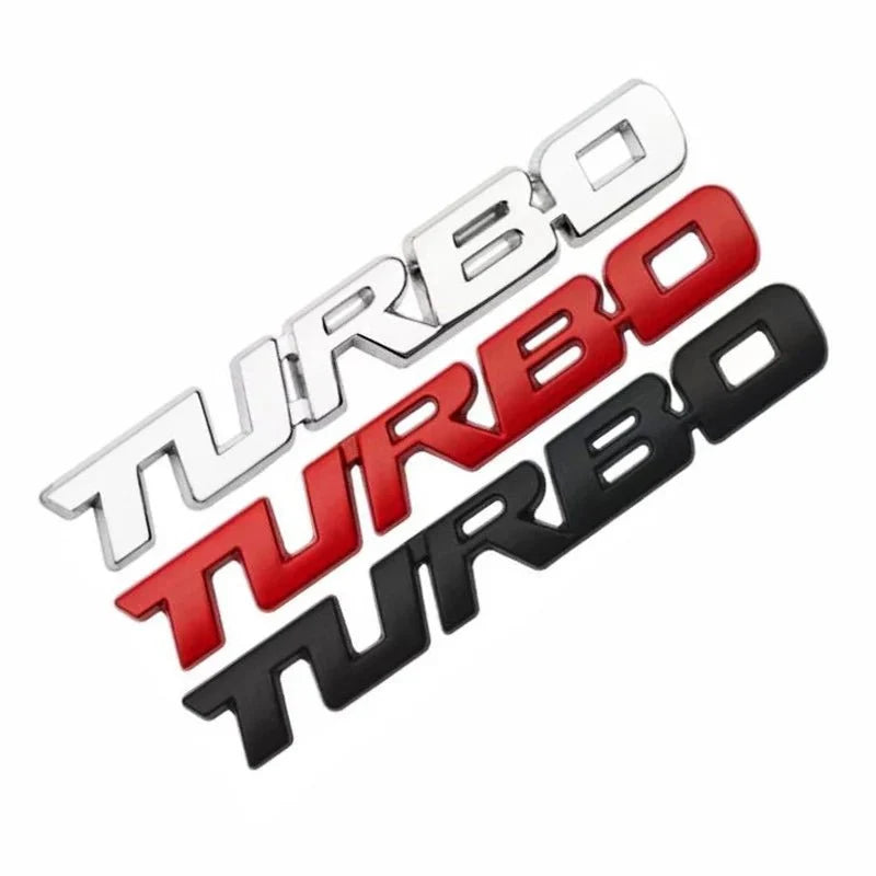 Turbocharged Metal Alloy 3D Car Sticker Badge | Sporty Decorative Car Emblem