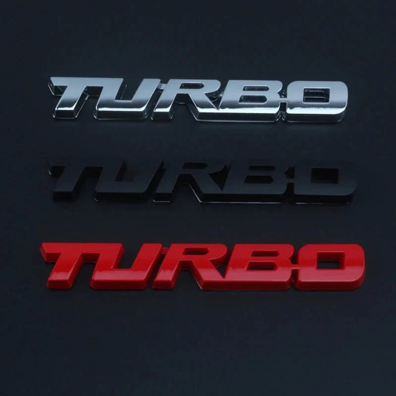 Turbocharged Metal Alloy 3D Car Sticker Badge | Sporty Decorative Car Emblem
