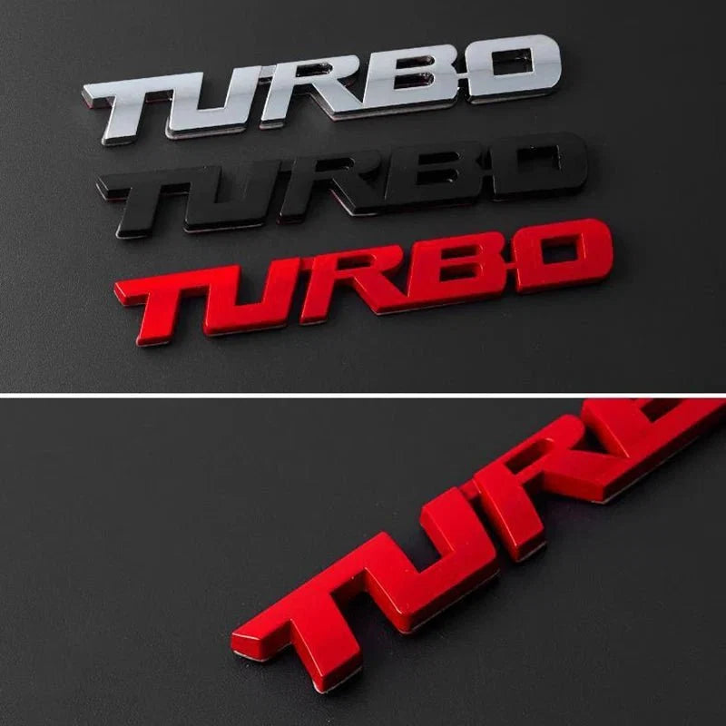 Turbocharged Metal Alloy 3D Car Sticker Badge | Sporty Decorative Car Emblem