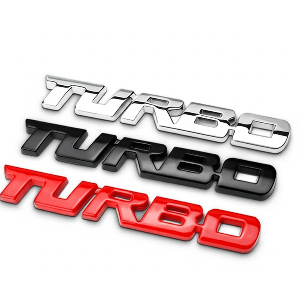 Turbocharged Metal Alloy 3D Car Sticker Badge | Sporty Decorative Car Emblem