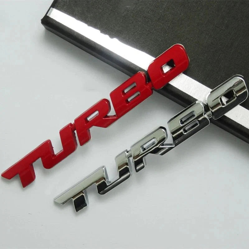 Turbocharged Metal Alloy 3D Car Sticker Badge | Sporty Decorative Car Emblem