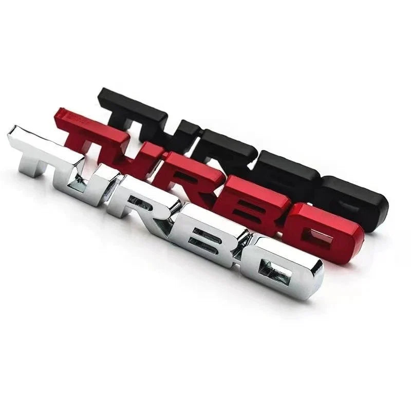 Turbocharged Metal Alloy 3D Car Sticker Badge | Sporty Decorative Car Emblem