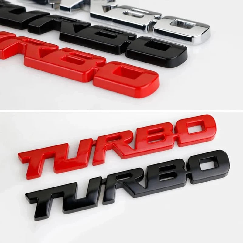 Turbocharged Metal Alloy 3D Car Sticker Badge | Sporty Decorative Car Emblem