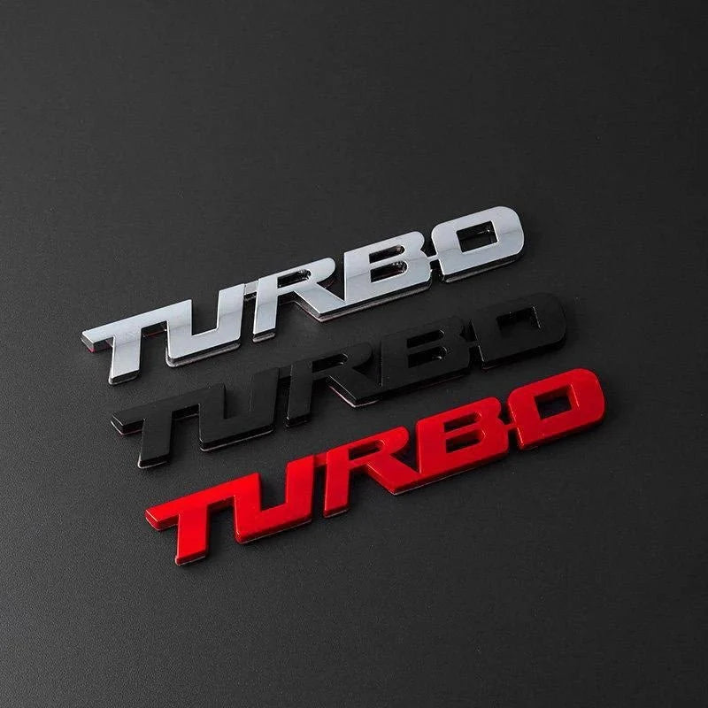 Turbocharged Metal Alloy 3D Car Sticker Badge | Sporty Decorative Car Emblem
