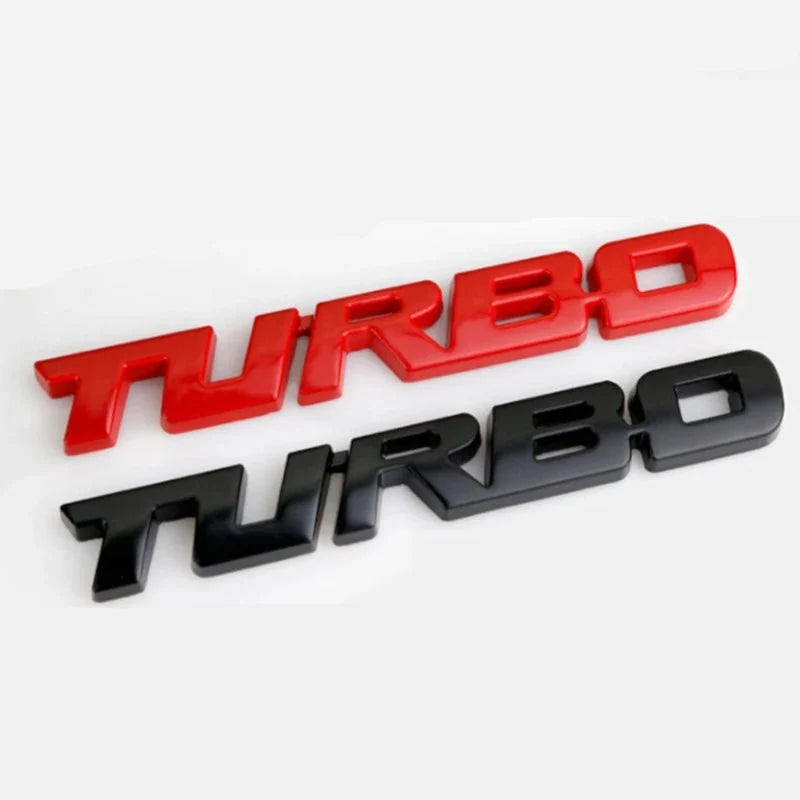 Turbocharged Metal Alloy 3D Car Sticker Badge | Sporty Decorative Car Emblem
