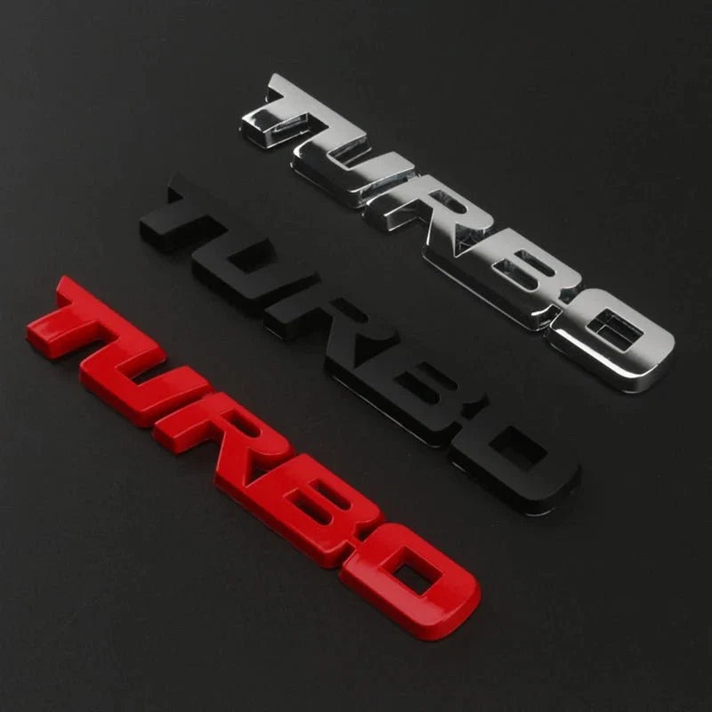 Turbocharged Metal Alloy 3D Car Sticker Badge | Sporty Decorative Car Emblem