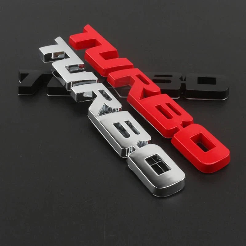 Turbocharged Metal Alloy 3D Car Sticker Badge | Sporty Decorative Car Emblem