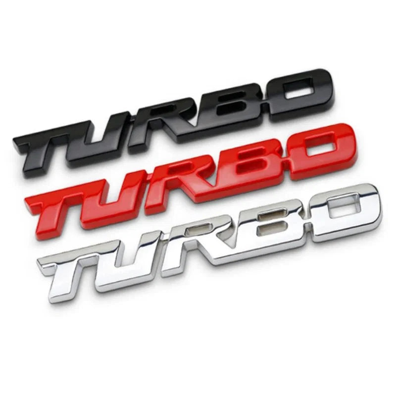 Turbocharged Metal Alloy 3D Car Sticker Badge | Sporty Decorative Car Emblem