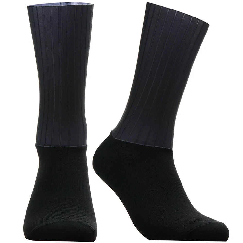 Unisex Anti-Slip Aero Cycling Socks | Silicone-Striped Knee-High Sports Socks