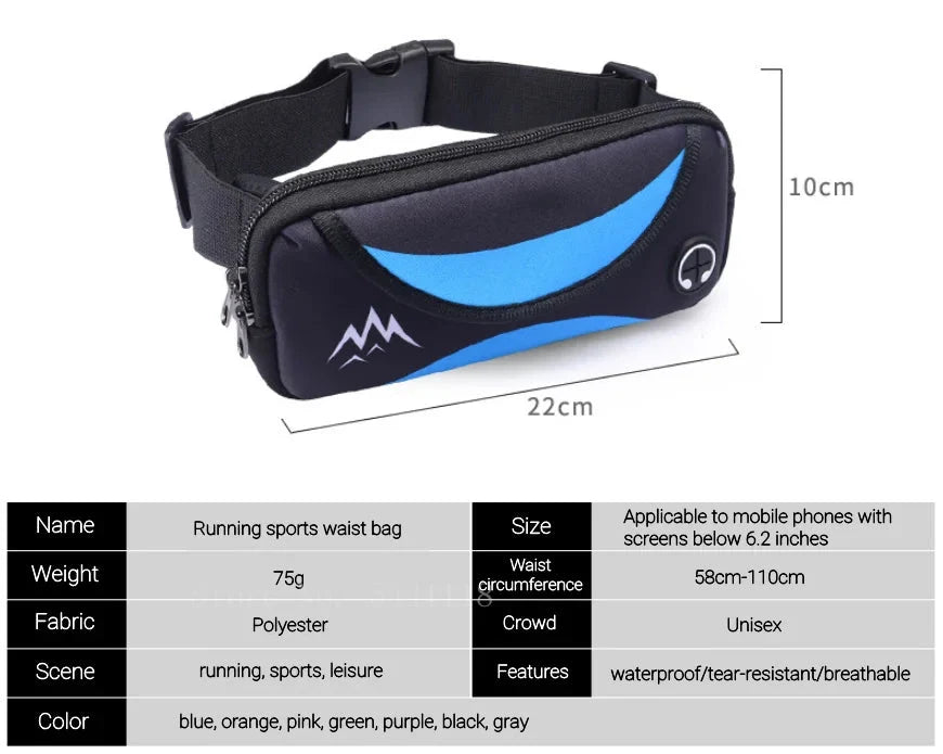 Unisex Waterproof Running Waist Bag | Lightweight Sports Belt for Phone & Essentials