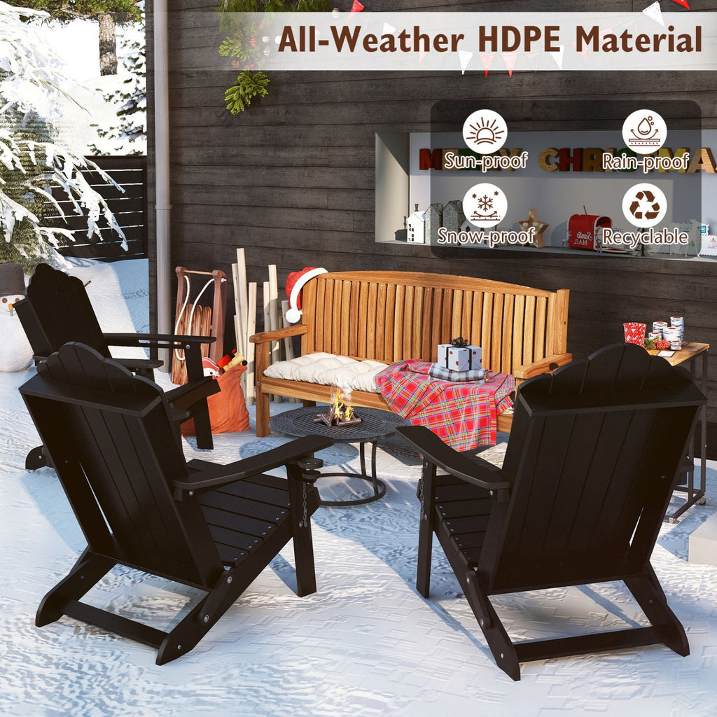 Folding Adirondack Chair with High Backrest - HDPE Weather Resistant