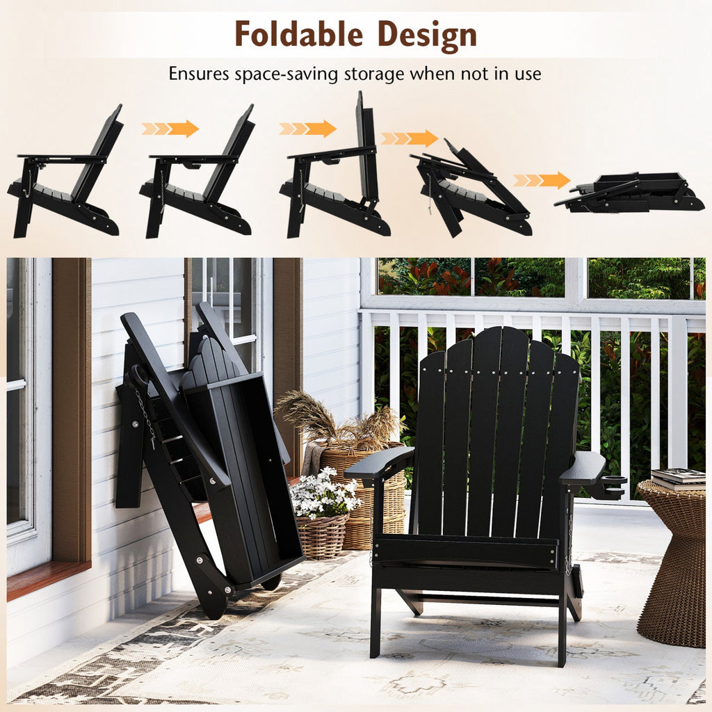 Folding Adirondack Chair with High Backrest - HDPE Weather Resistant