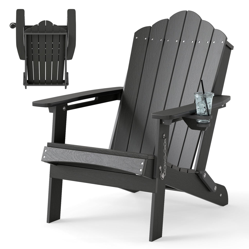 Folding Adirondack Chair with High Backrest - HDPE Weather Resistant