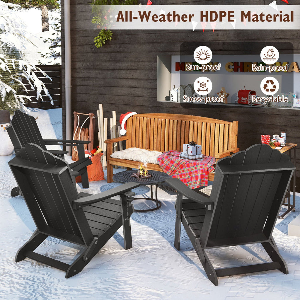 Folding Adirondack Chair with High Backrest - HDPE Weather Resistant