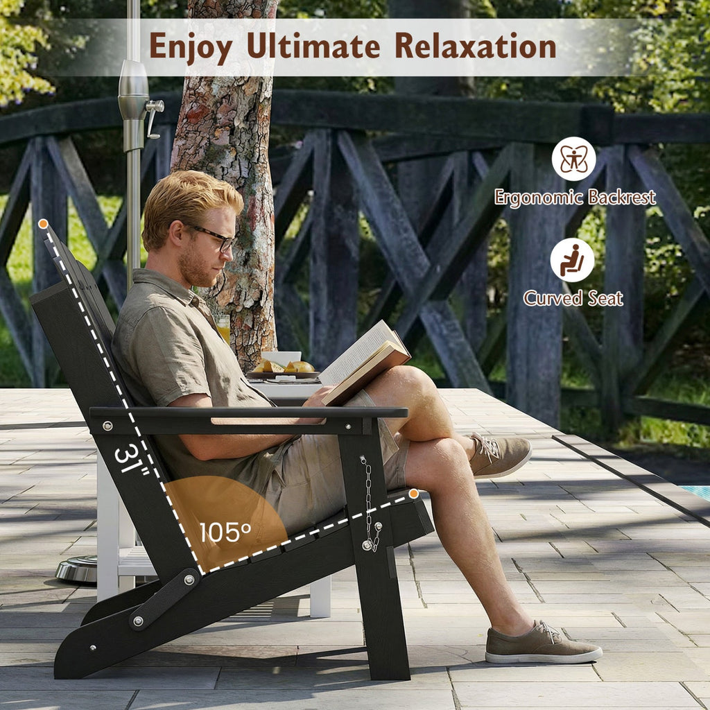 Folding Adirondack Chair with High Backrest - HDPE Weather Resistant