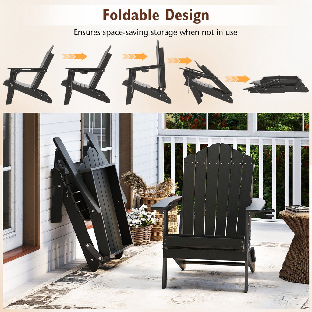 Folding Adirondack Chair with High Backrest - HDPE Weather Resistant
