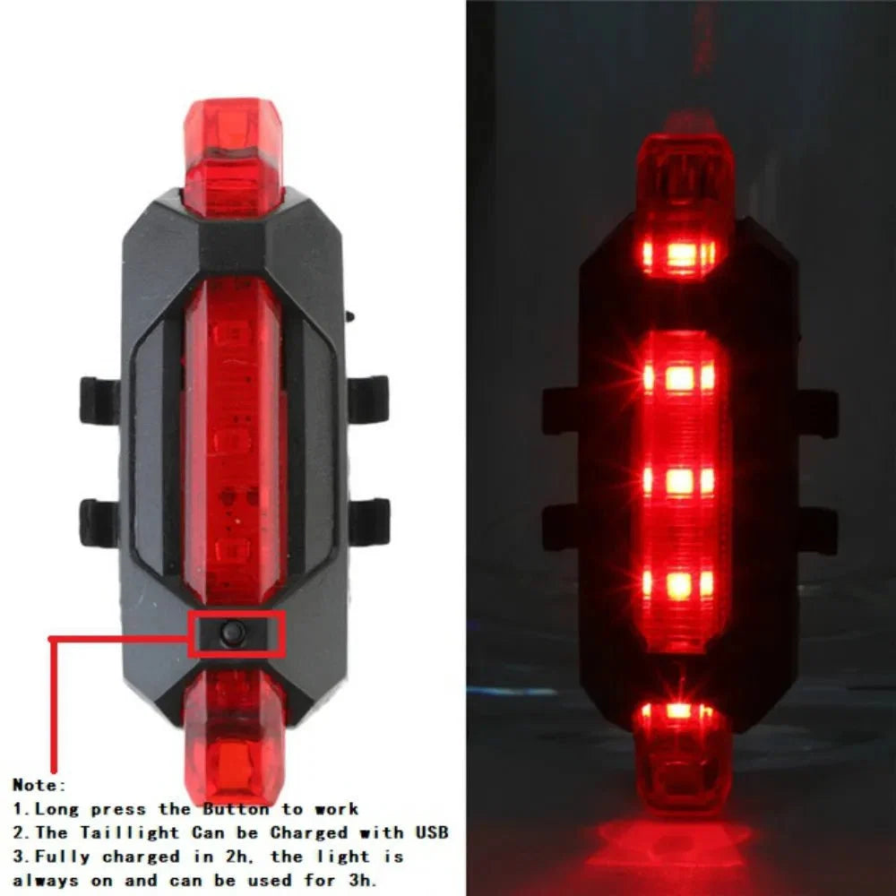 USB Rechargeable Bicycle LED Light Set | Front and Rear Bike Lights for Night Safety