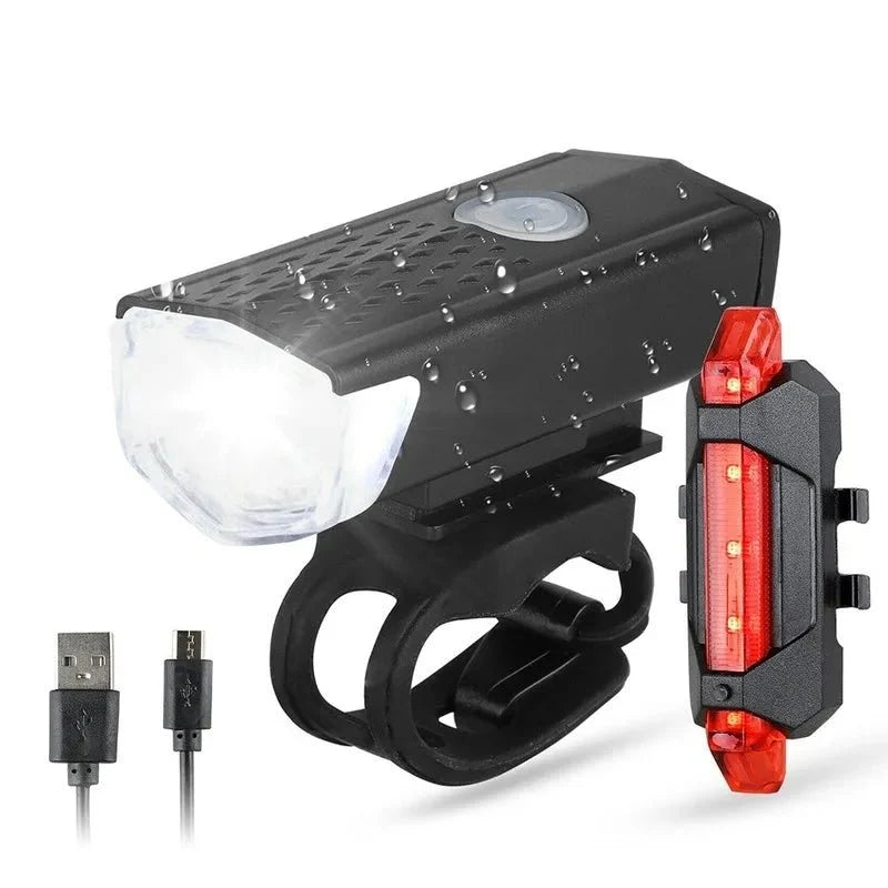 USB Rechargeable Bicycle LED Light Set | Front and Rear Bike Lights for Night Safety
