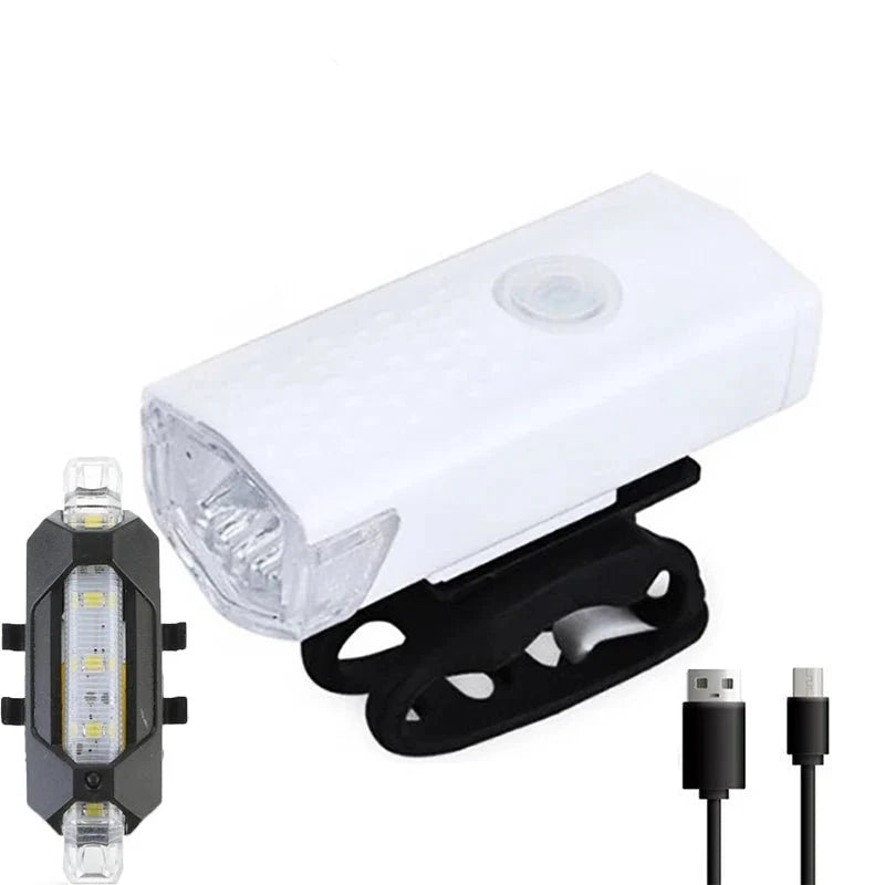 USB Rechargeable Bicycle LED Light Set | Front and Rear Bike Lights for Night Safety