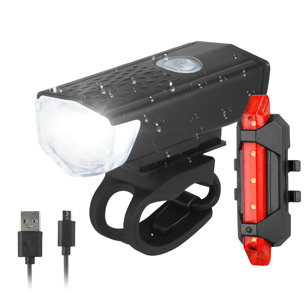 USB Rechargeable Bicycle LED Light Set | Front and Rear Bike Lights for Night Safety