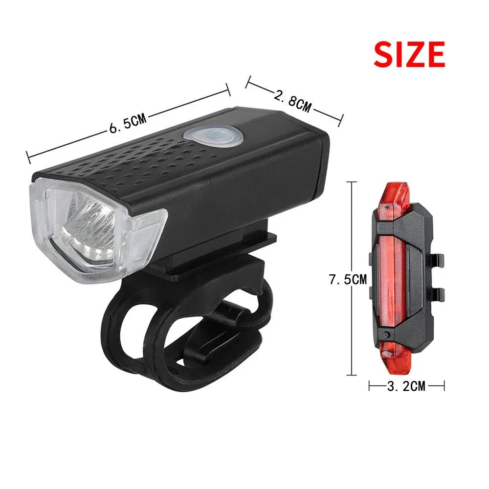 USB Rechargeable Bicycle LED Light Set | Front and Rear Bike Lights for Night Safety