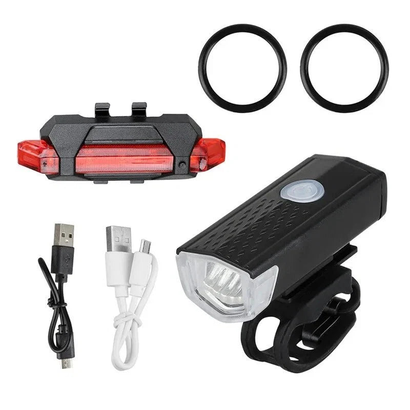 USB Rechargeable Bicycle LED Light Set | Front and Rear Bike Lights for Night Safety