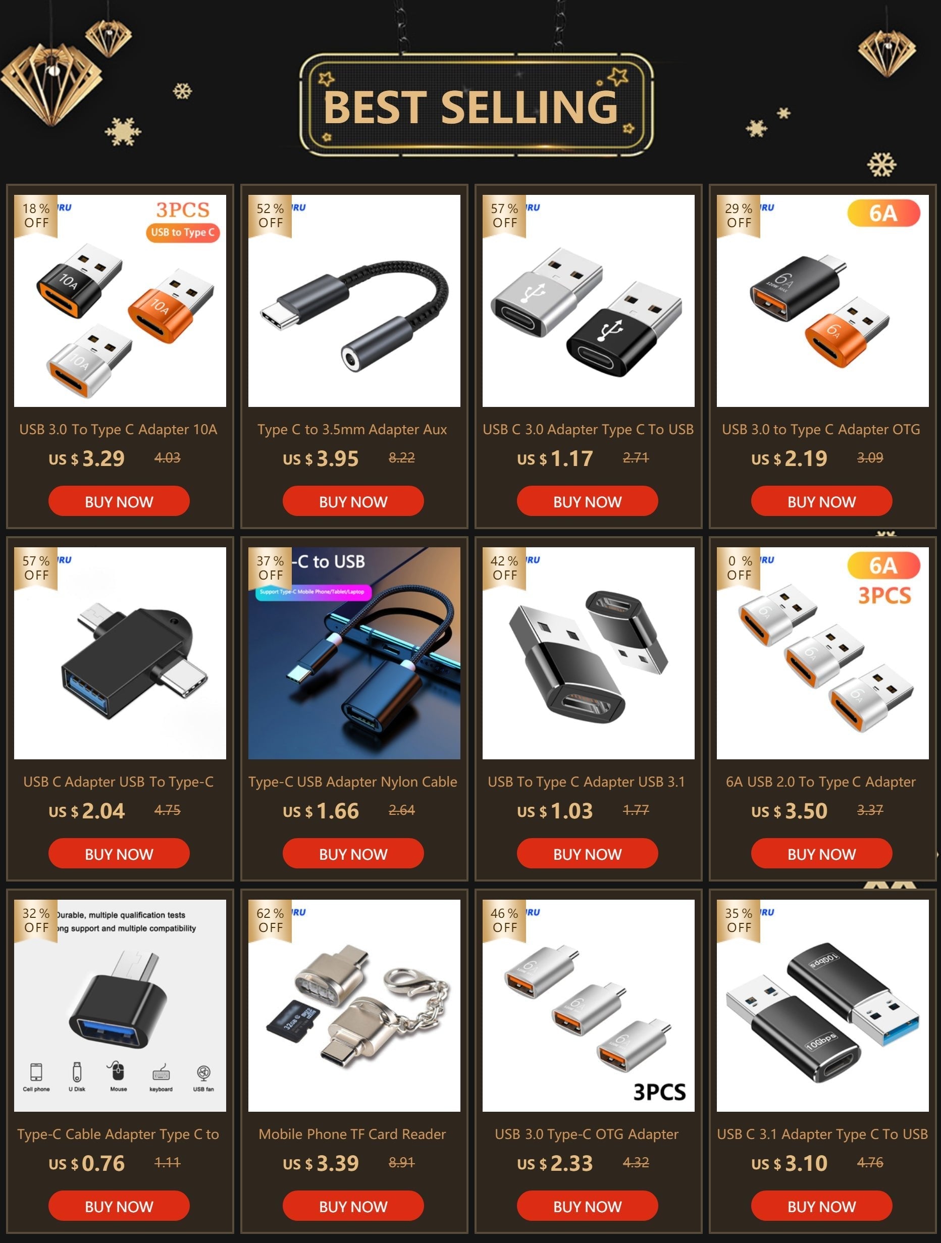 USB to Type-C Adapter | USB 3.0 / 2.0 Male to Type-C Female Converter for Charging and Data Sync