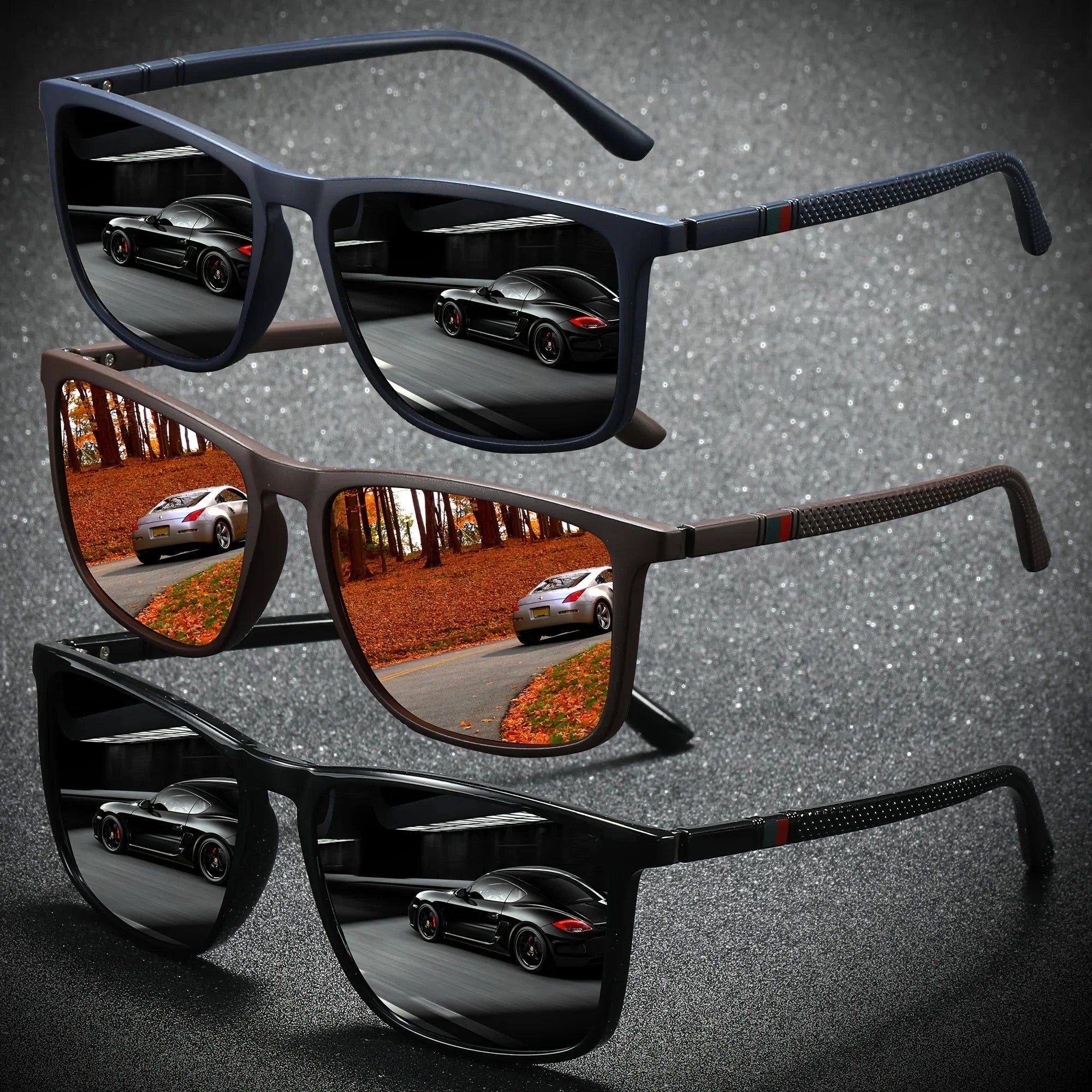Square Polarized Sunglasses for Men 2 Pack | UV Protection Anti-Glare Mirror Shades