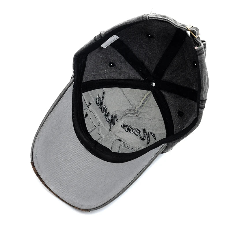Vintage Letter Embroidery Washed Cotton Baseball Cap | Unisex Adjustable Casual Hat