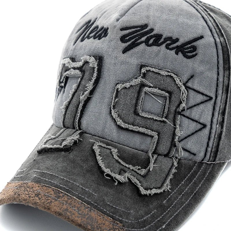 Vintage Letter Embroidery Washed Cotton Baseball Cap | Unisex Adjustable Casual Hat