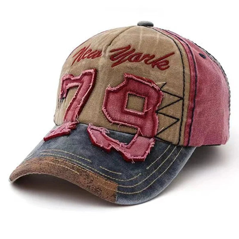 Vintage Letter Embroidery Washed Cotton Baseball Cap | Unisex Adjustable Casual Hat