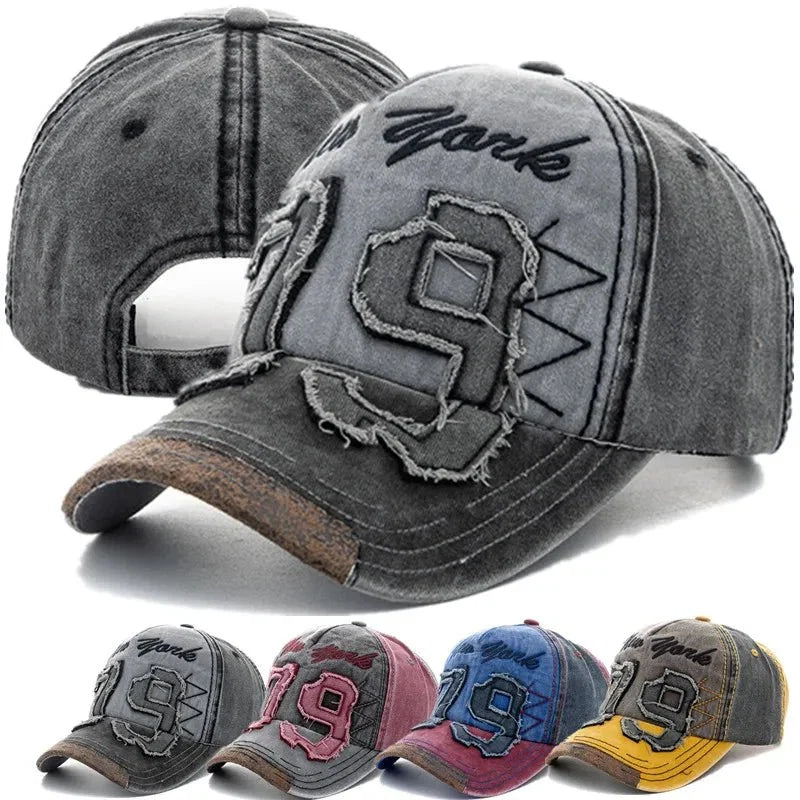 Vintage Letter Embroidery Washed Cotton Baseball Cap | Unisex Adjustable Casual Hat