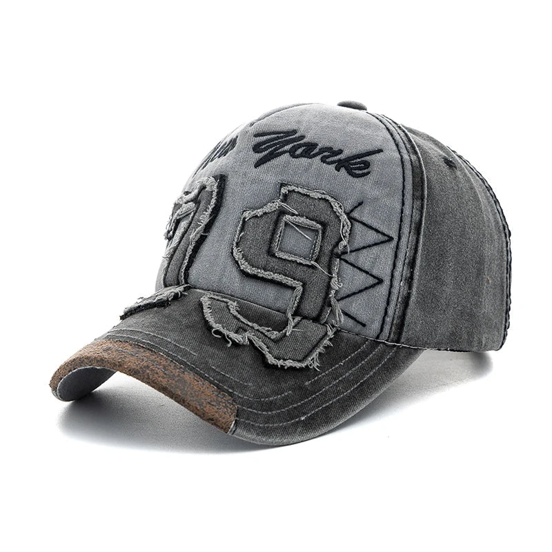 Vintage Letter Embroidery Washed Cotton Baseball Cap | Unisex Adjustable Casual Hat