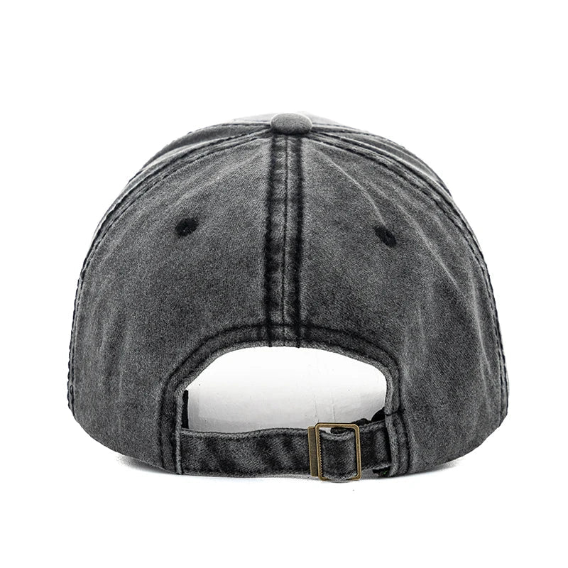 Vintage Letter Embroidery Washed Cotton Baseball Cap | Unisex Adjustable Casual Hat