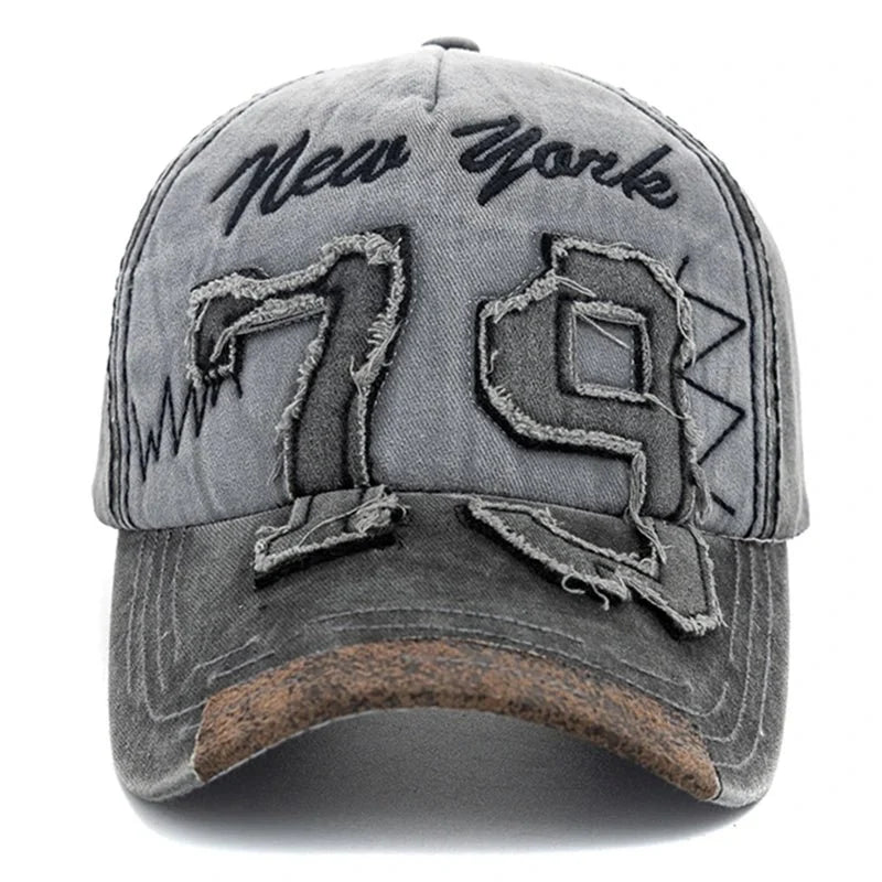 Vintage Letter Embroidery Washed Cotton Baseball Cap | Unisex Adjustable Casual Hat