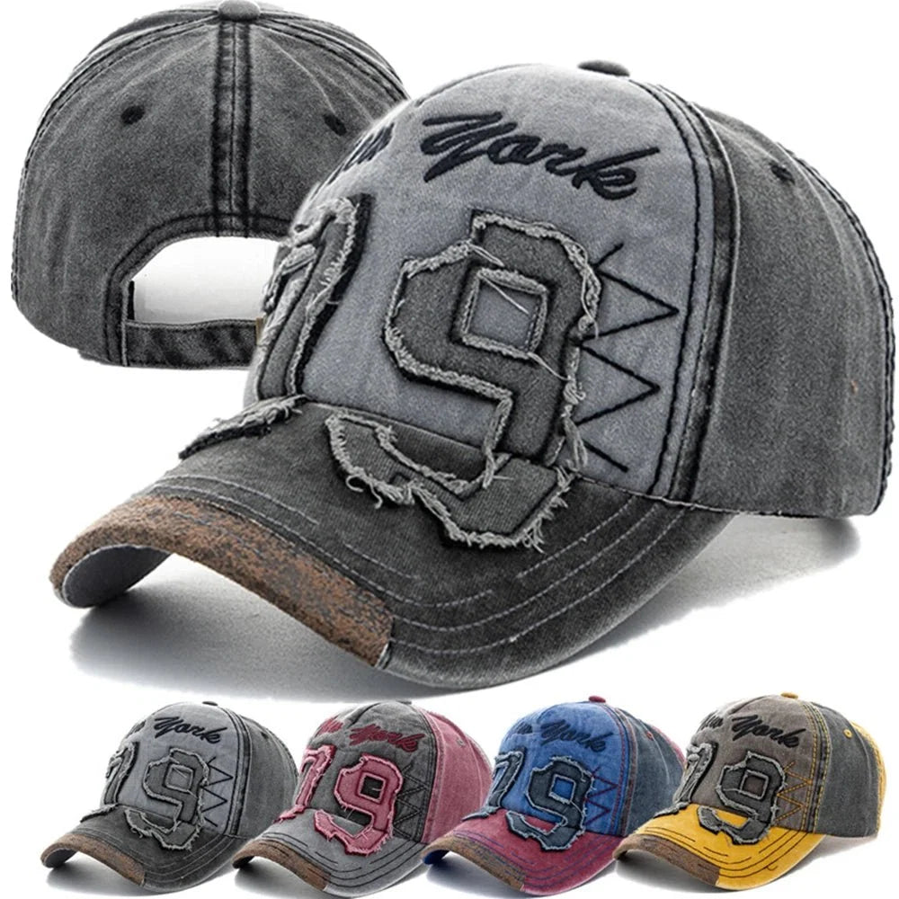 Vintage Letter Embroidery Washed Cotton Baseball Cap | Unisex Adjustable Casual Hat
