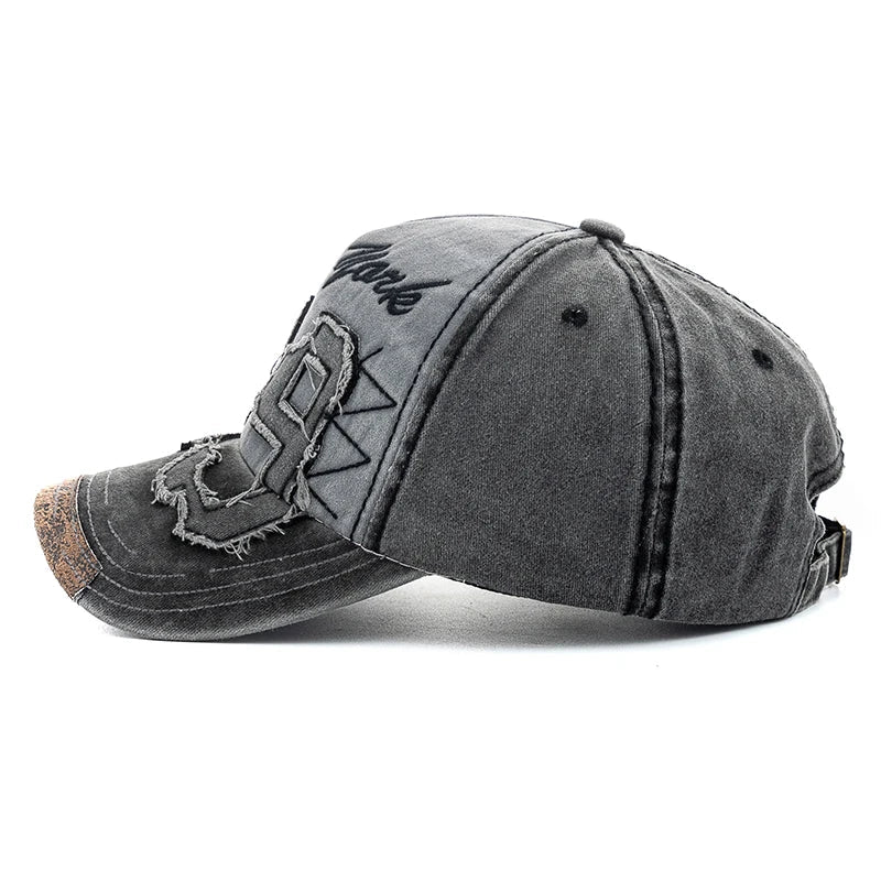 Vintage Letter Embroidery Washed Cotton Baseball Cap | Unisex Adjustable Casual Hat