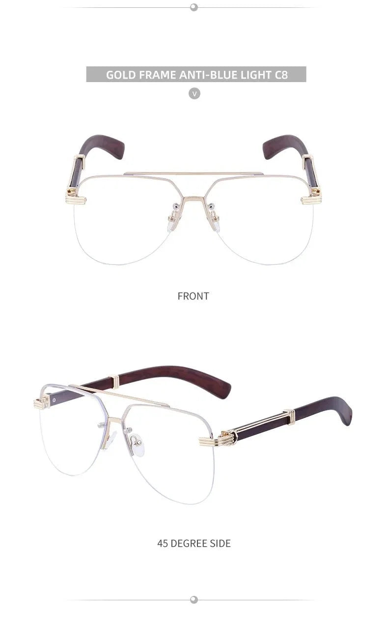 Vintage Square Rimless Sunglasses | Frameless UV Protection Eyewear for Men