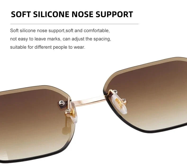 Vintage Square Rimless Sunglasses | Frameless UV Protection Eyewear for Men