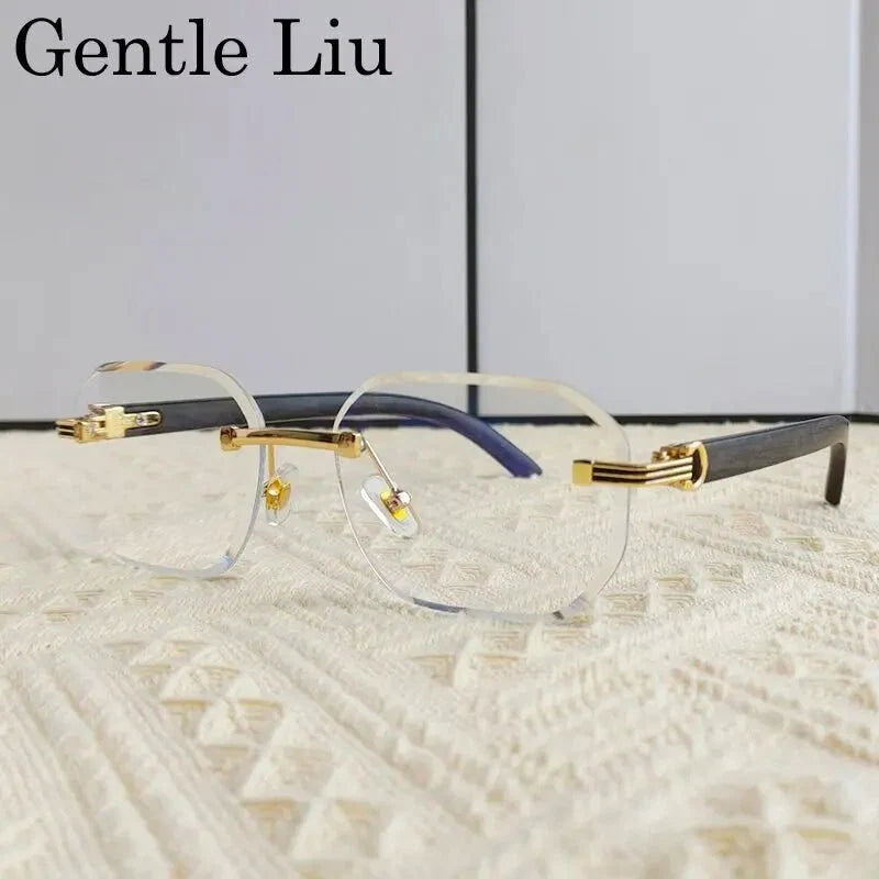 Vintage Square Rimless Sunglasses | Frameless UV Protection Eyewear for Men