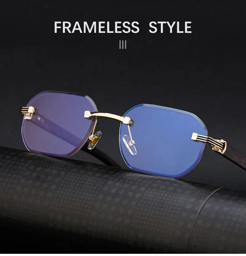 Vintage Square Rimless Sunglasses | Frameless UV Protection Eyewear for Men