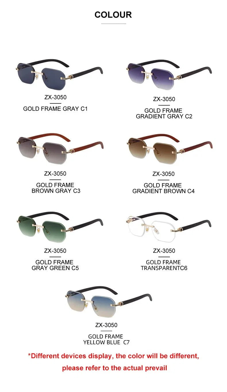 Vintage Square Rimless Sunglasses | Frameless UV Protection Eyewear for Men