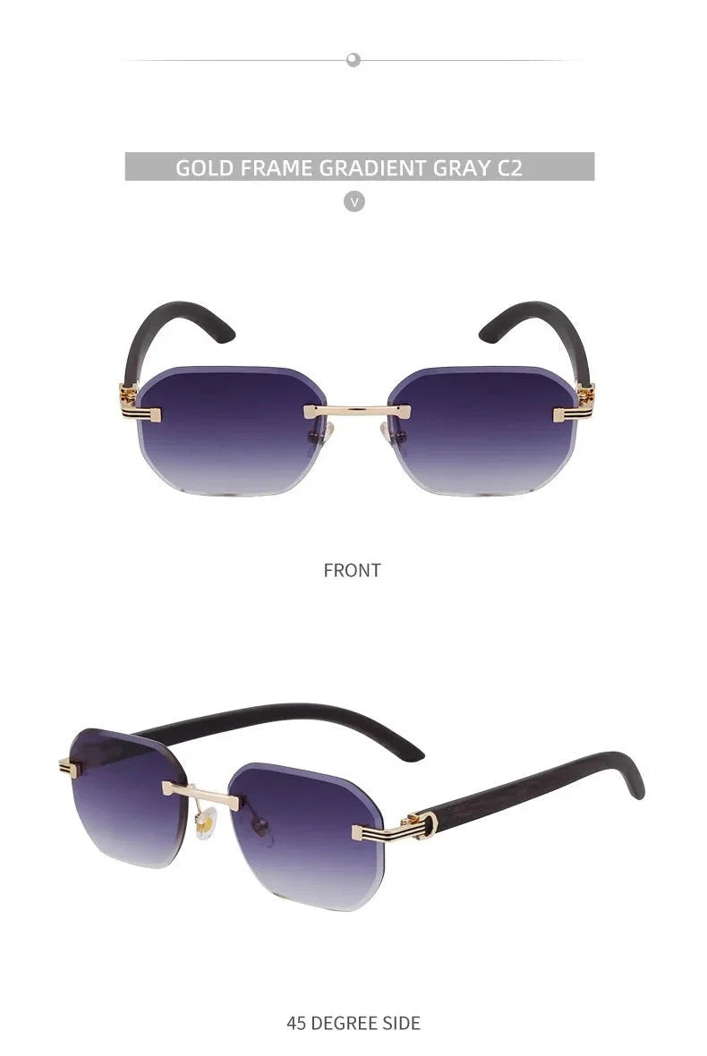 Vintage Square Rimless Sunglasses | Frameless UV Protection Eyewear for Men
