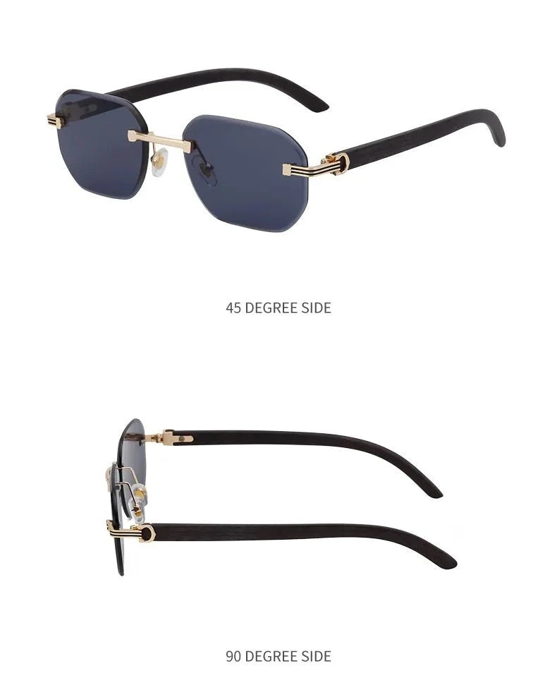Vintage Square Rimless Sunglasses | Frameless UV Protection Eyewear for Men