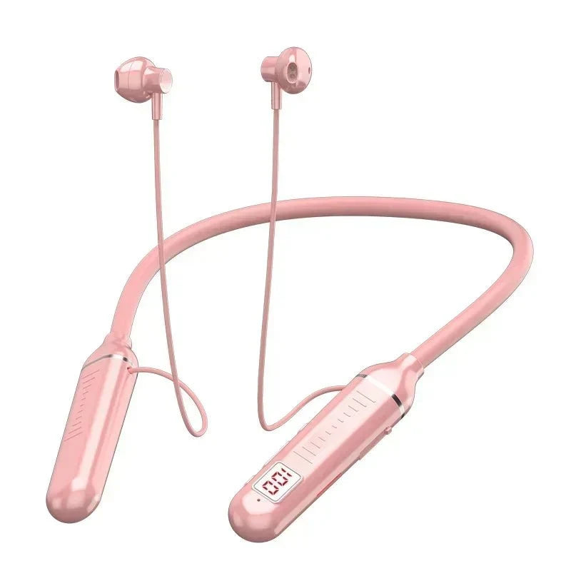 Wireless Neckband Headphones | Bluetooth 5.2 Earphones with Noise Cancelling and LED Display